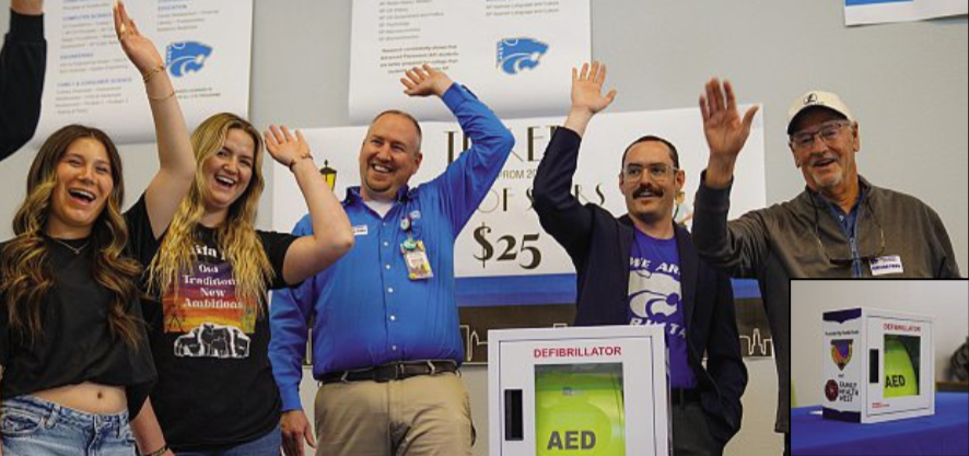 FHW Staff celebrate New AED In Fruita Monument High School
